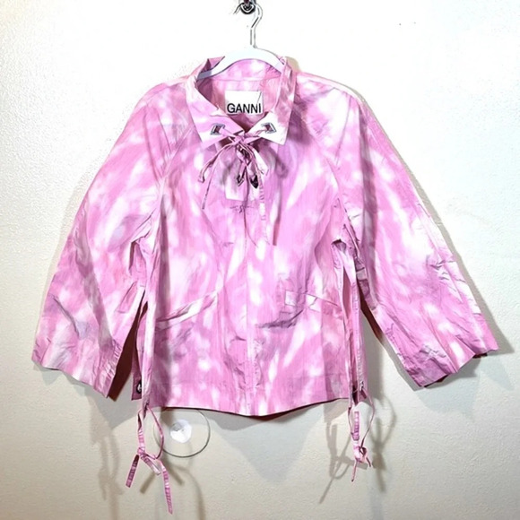 GANNI Long Sleeve Anorak In Dreamy Daze Phlox Pink size S/M - Picture 4 of 8